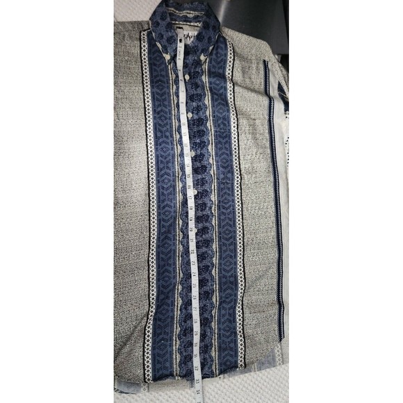 VTG Surjani Mens M Button Down Shirt Blue Tan Southwestern‎ Print 100% Cotton - Picture 4 of 7